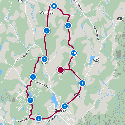 map of the Sussex Lake Neepaulin Tour